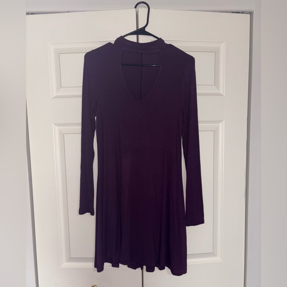 Elegant Purple Long Sleeve Dress